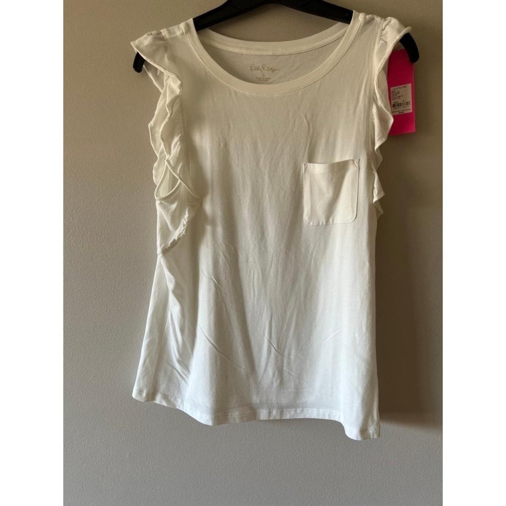 Lilly Pulitzer Resort White Laina Ruffled Sleeve Top Small NWT